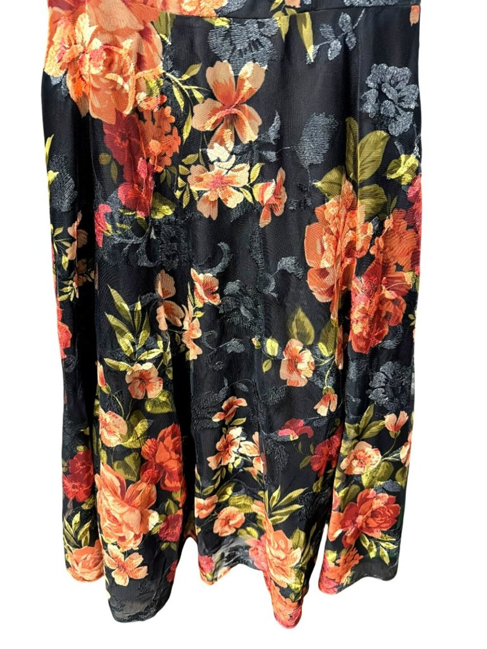 Eliza J Black Floral Fit & Flare Midi Dress Size 2 New - Picture 7 of 9